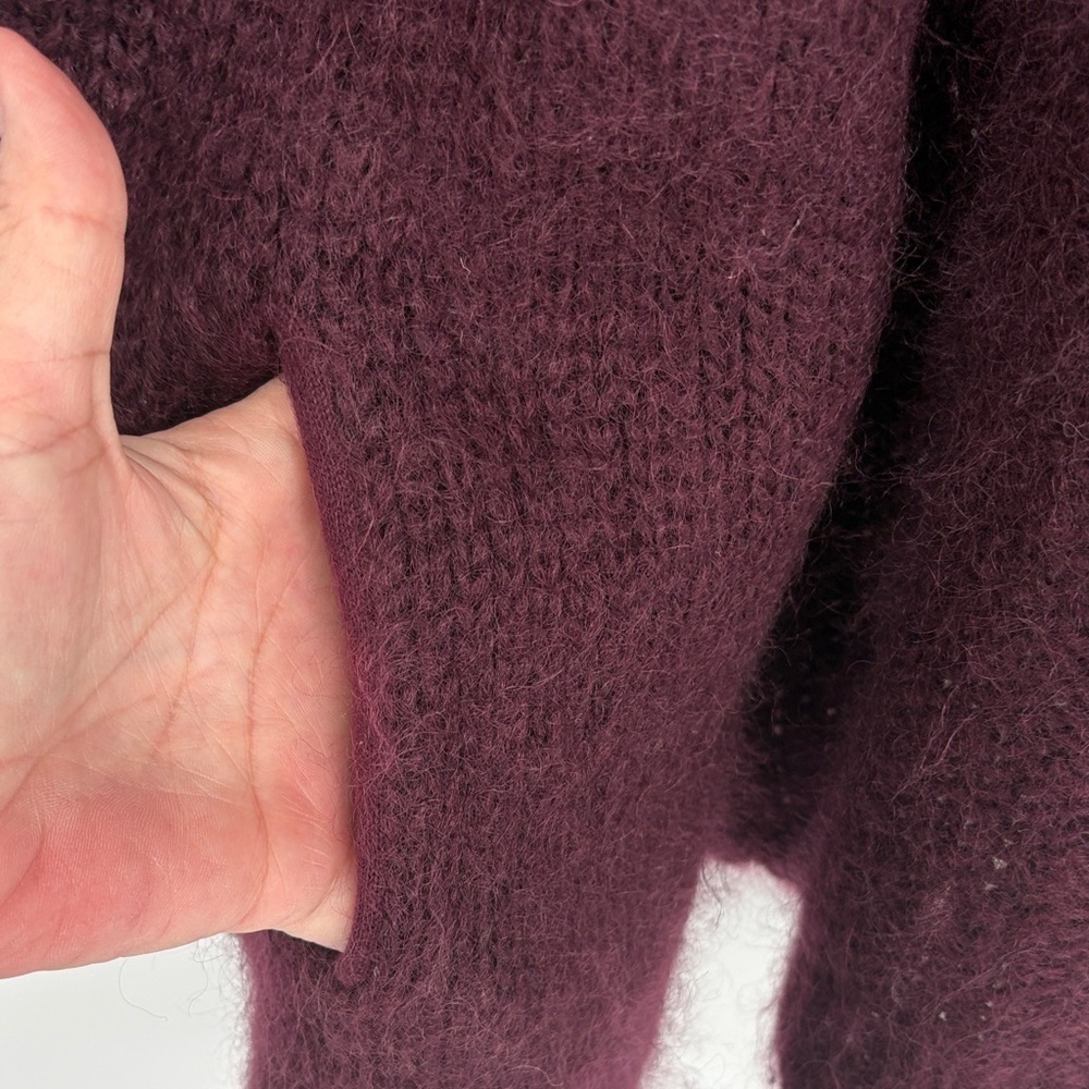 🧲Notshy mohair Deep Burgundy open Cardigan - Picture 4 of 7